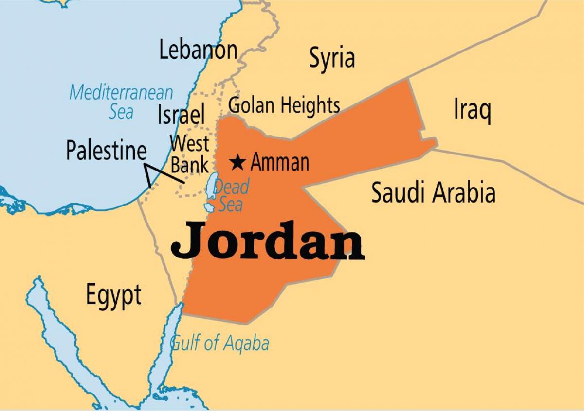 Jordan kort með staðsetningu
